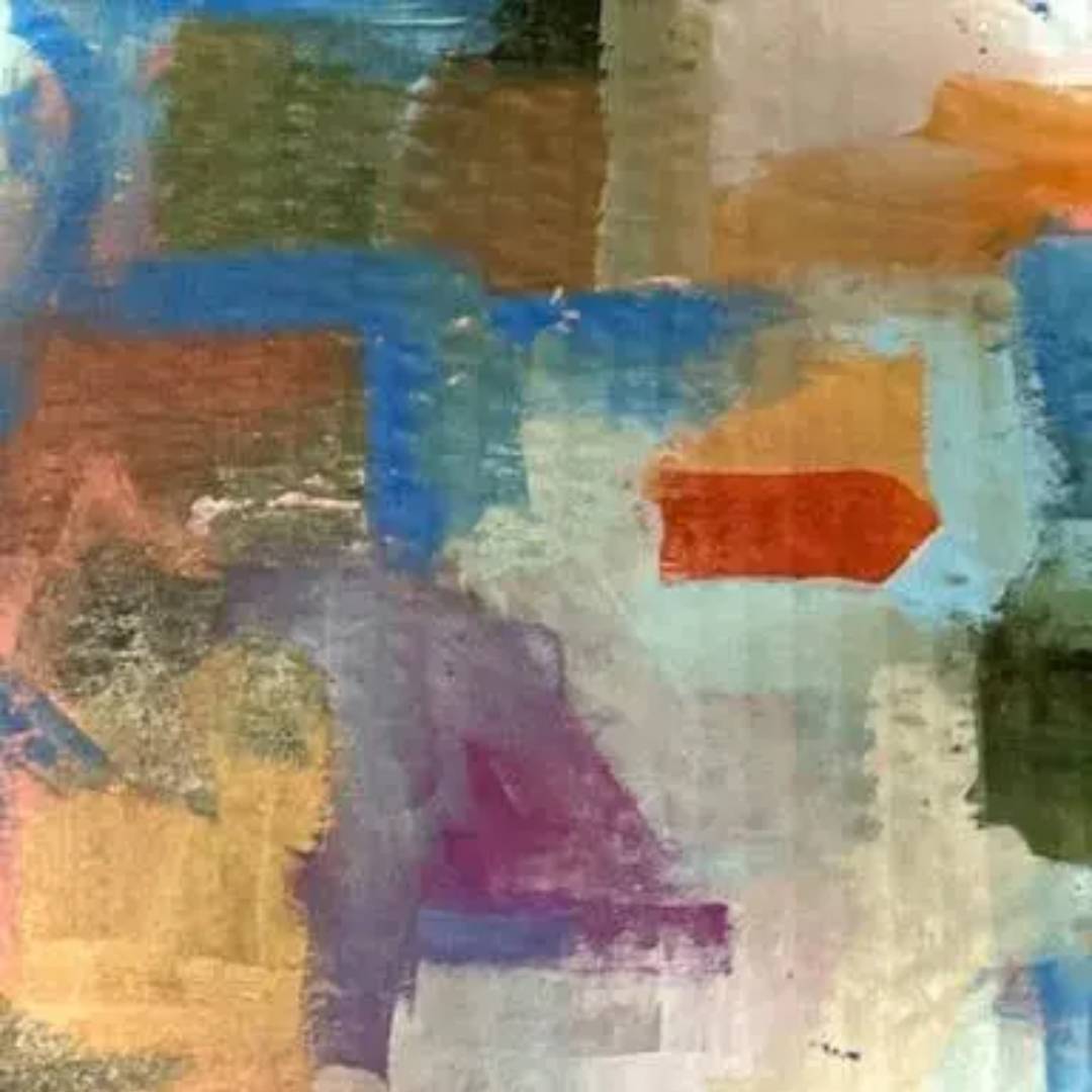 Abstract painting, muted colors, textured brushstrokes.