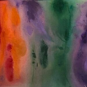 A painting of different colors and shapes.